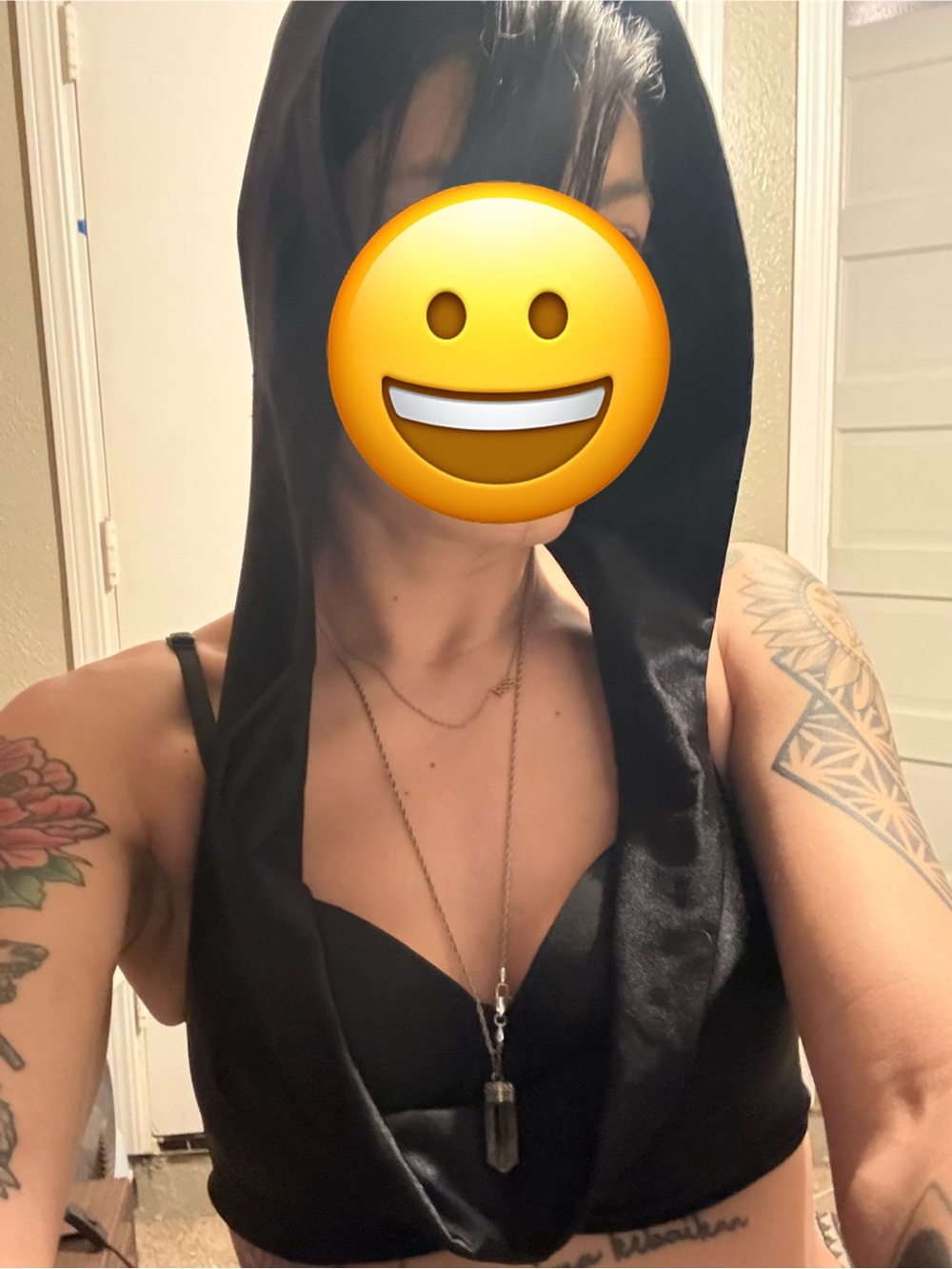 Wish Black Hooded Crop Top O/S